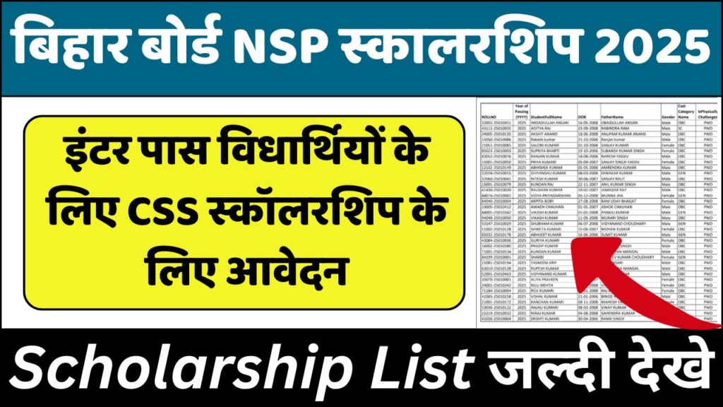 Bihar Board Inter Pass NSP Cut Off List 2025